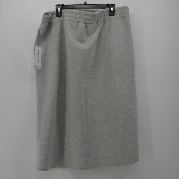 Liz Claiborne Light Gray Side Slit Midi Skirt Pockets Warm 1X - Picture 2 of 16